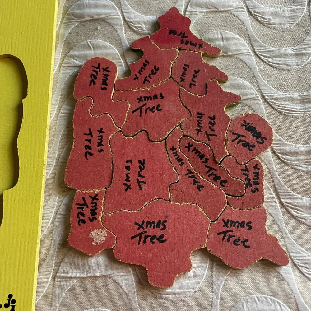 Vintage 1983 Judy Instructo Christmas Tree Wooden Tray Puzzle 15 Piece J066013